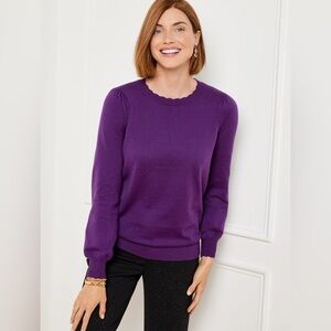 Talbots SCALLOP TRIM PULLOVER SWEATER